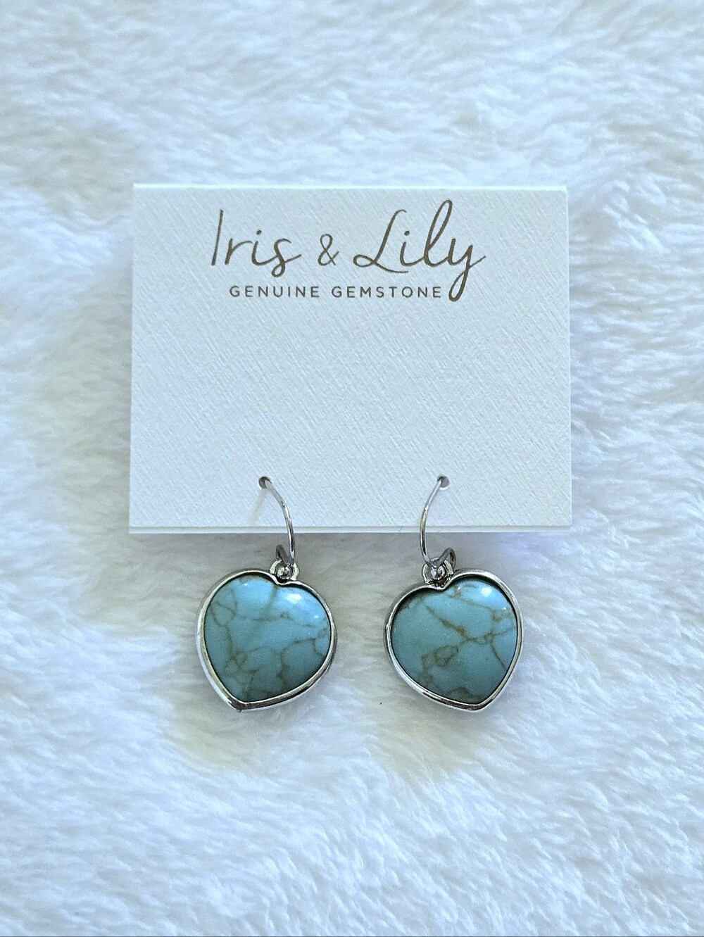 Iris & Lily Turquoise Heart🩵 with Copper Veins Drop⬇️ Earrings - Picture 12 of 13